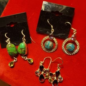 Set of three sterling silver earrings